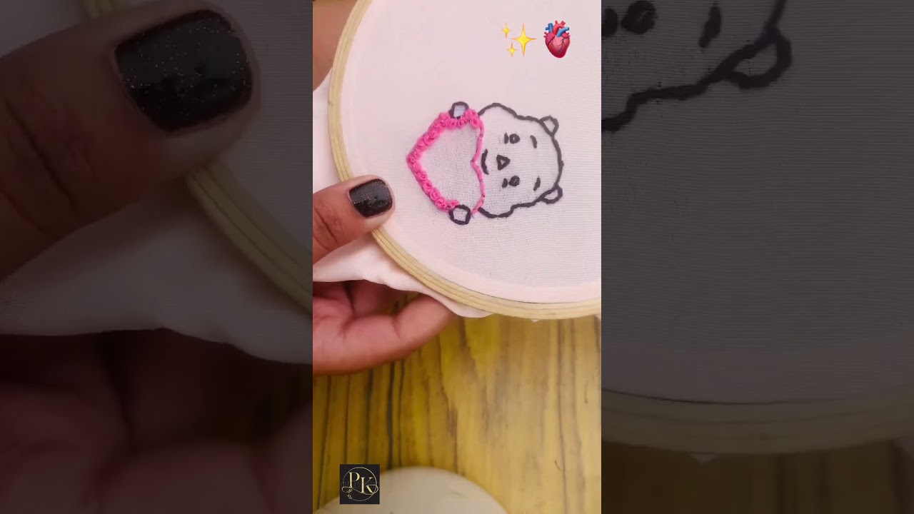 Warm heart. Cute teddyHand embroiderythat speaks without words. 