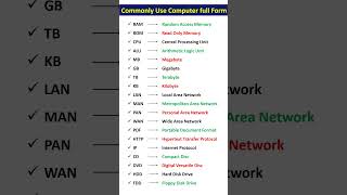 Most Important Computer Full Forms 💻🔥 #shorts #computer #gk