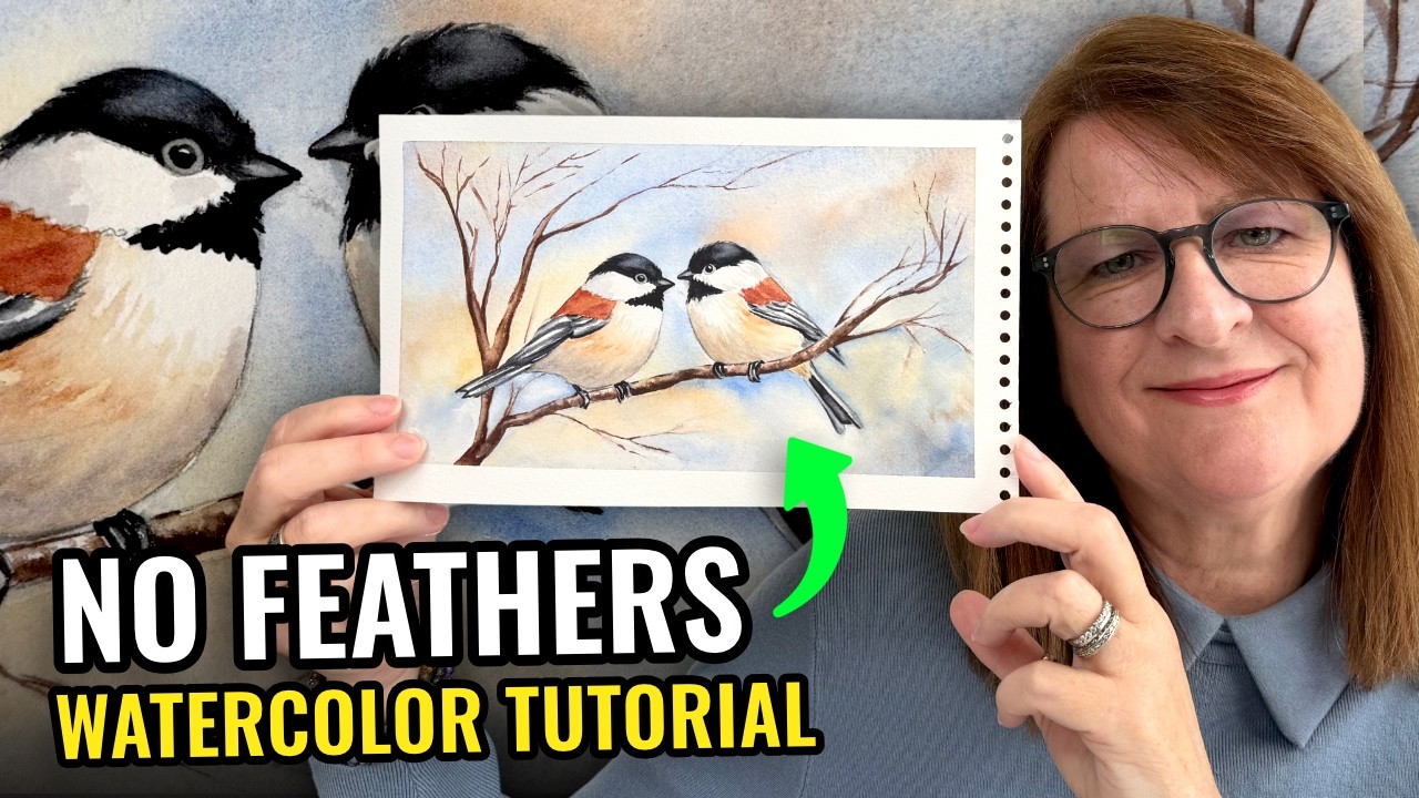 No Feathers?! Realistic Chickadees in Watercolor (Soft Edge Trick)