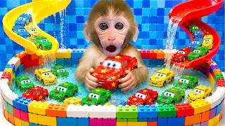 Aapje BonBon bouwt een LEGO Tree House en repareert McQueen in Rainbow BathTubs