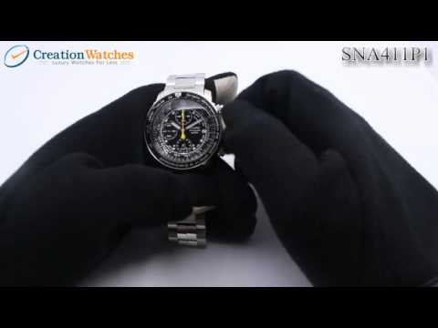 Seiko Flightmaster SNA411 SNA411P1 SNA411P Pilot's Flight Alarm Chronograph  Men's Watch