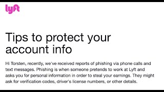 LYFT: Tips to Protect your account Info.