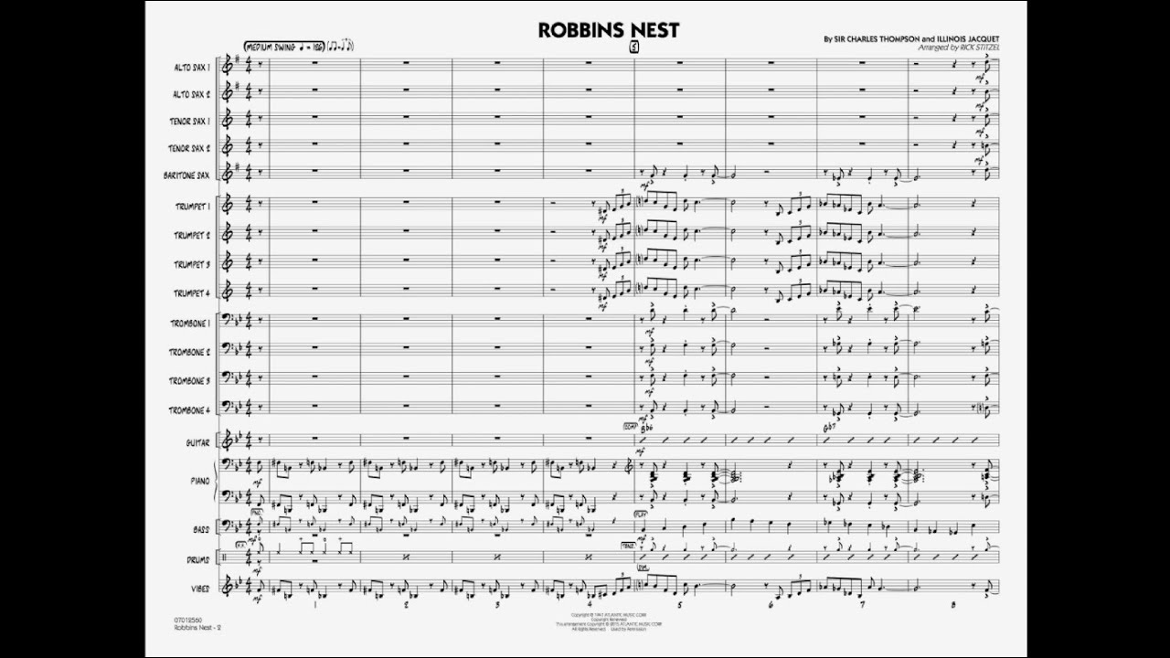 Robbins Nest Comp By Charles Thompson Illinois Jacquest Arr By Rick Stitzel ビッグバンド 楽譜セット