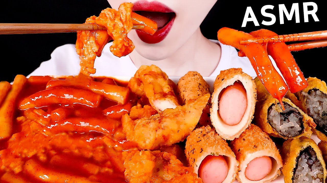 ASMR CHEESE TTEOBOKKI, RICE CAKE, CORN DOGS, ASSORTED FRIES신전 치즈떡볶이, 튀김