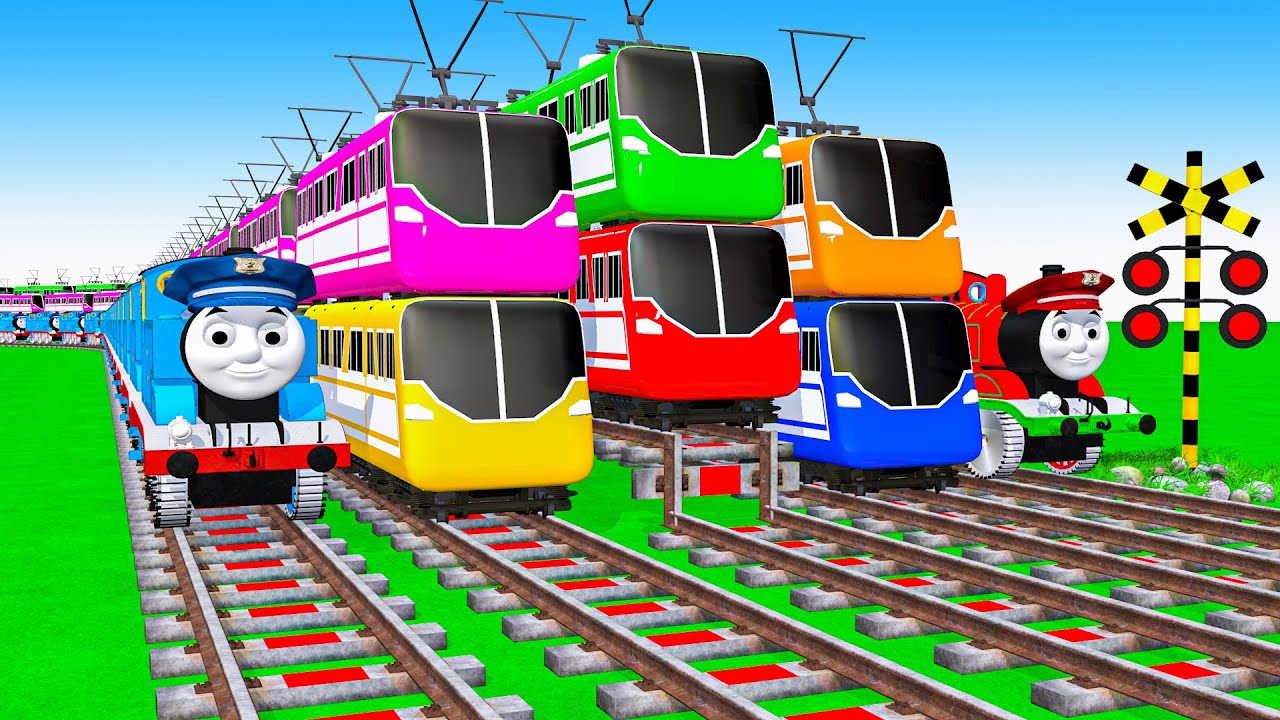 【踏切アニメ】あぶない電車【カンカン】電車 Train Climbing Pynamid🚦 Fumikiri 3D Train Railroad Crossing Animation #1