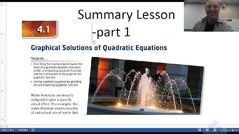 PC 20 4.1 Solving Quadratic Equations (Part 1 - Summary)