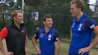 Brent Harvey And Drew Petrie Face Shane Warne Channel 9