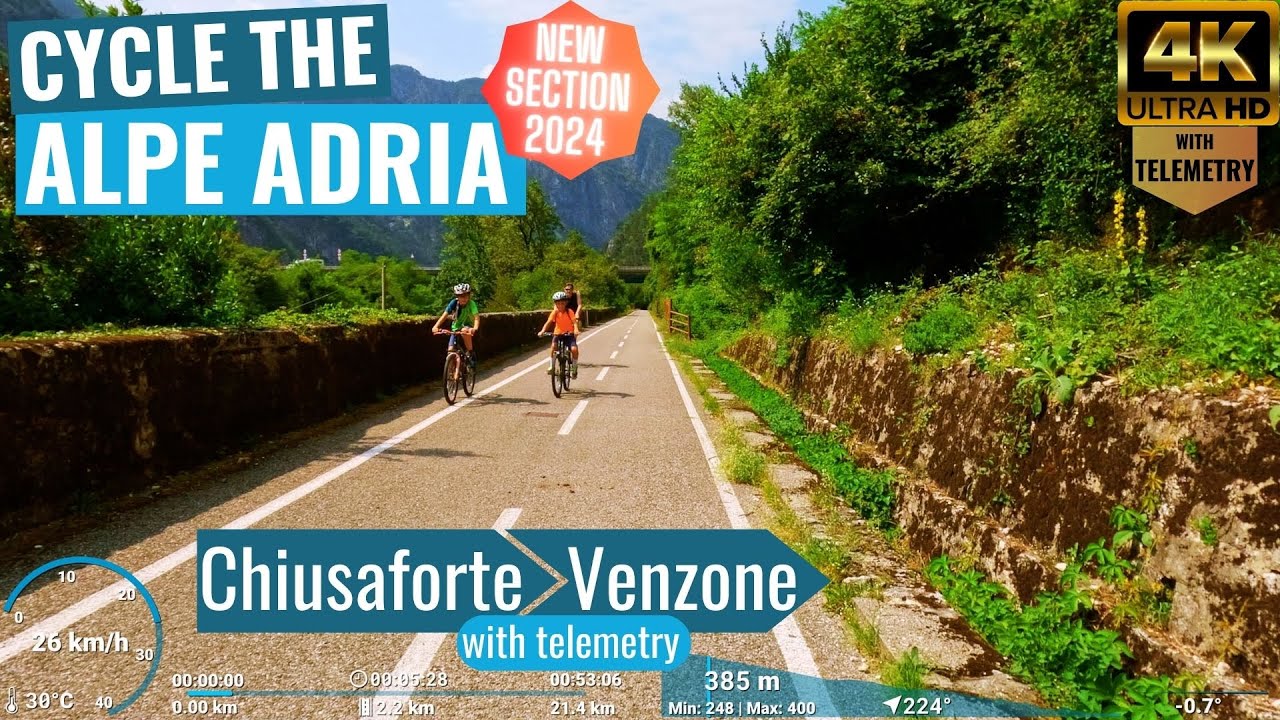 Alpe Adria Cycle Path - Chiusaforte to Venzone 🌞😎🚴‍♂️Indoor Cycling Video 🚴‍♂️😎🌞 with telemetry