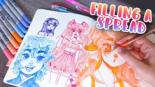 SKETCH WITH ME! || Pen &amp; Marker Sketchbook Spread🖊️