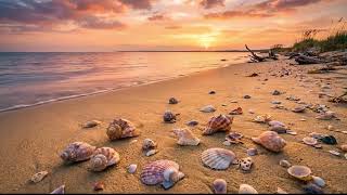 Golden Seashell Beach 🐚 Gentle Waves & Relaxing Lo-Fi Piano for Peaceful Evenings screenshot 5