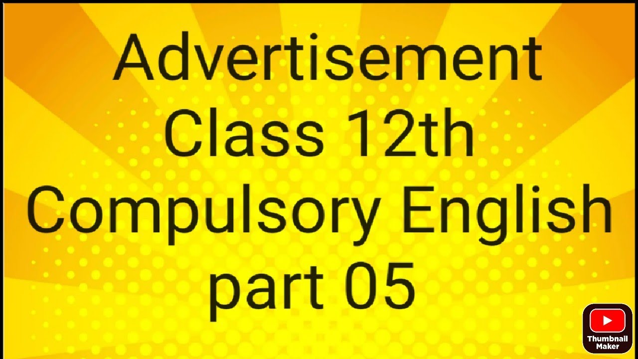 Advertisement Part 05 (Com.English Class 12th) - YouTube