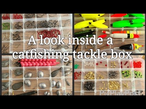 A look inside my catfishing tackle box. 