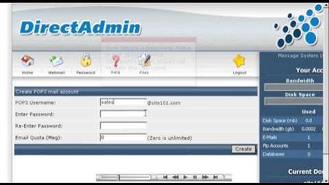 Creating a POP email account in DirectAdmin