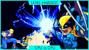 Marvel vs Capcom PS1 Captain Commando vs Wolverine Gameplay CPU vs CPU