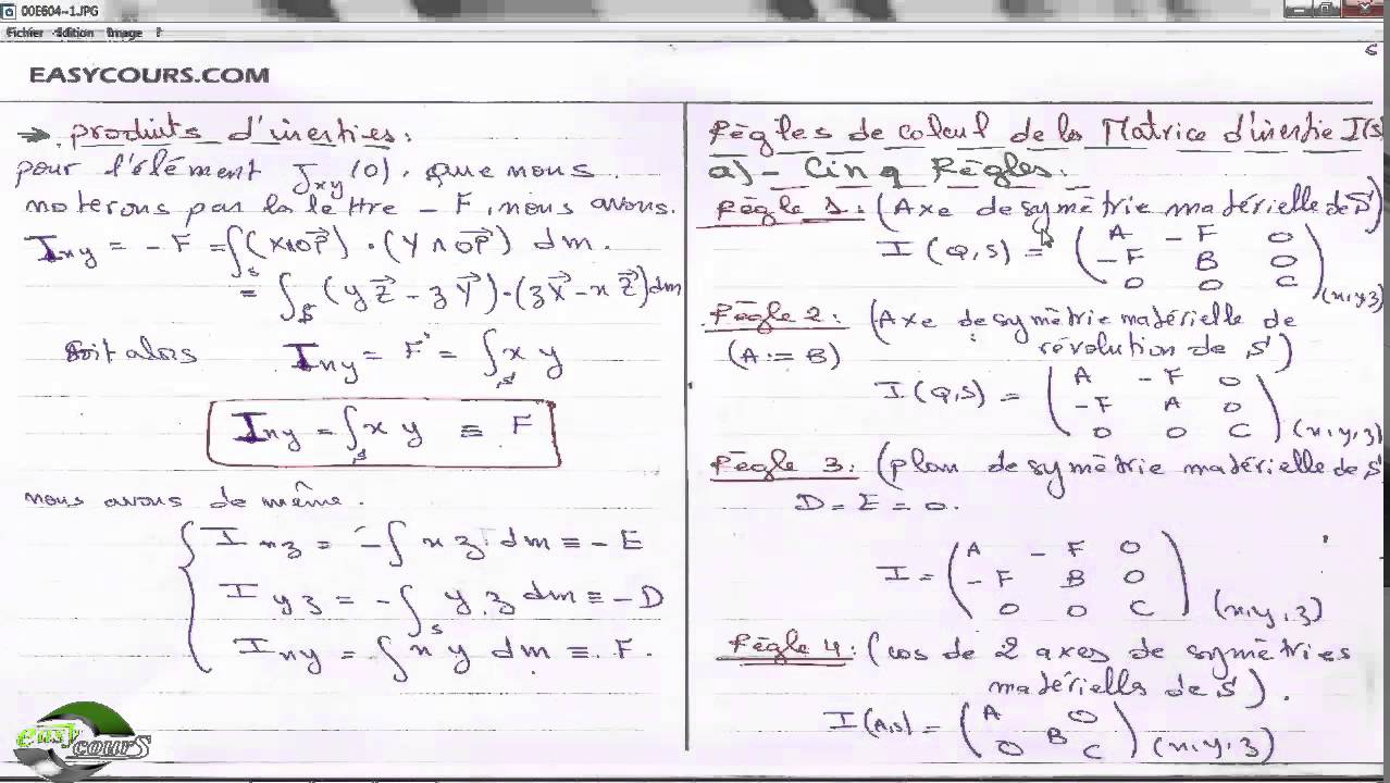 30 Regle de calcule de la Matrice d'Inertie I(s) YouTube