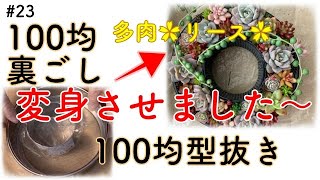 【多肉】#23 100円ショップの「裏ごし」と「型抜き」でリースを作って多肉植物を寄植えしました！