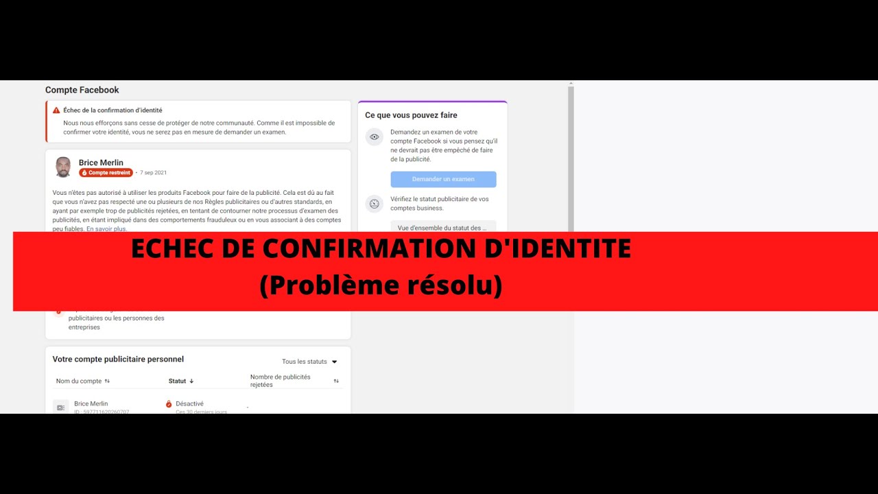 La vérification de mon identité a échoué, comment faire ?