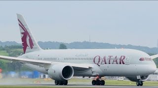 Awesome Qatar Boeing 787 Dreamliner Landing and Departure at Edinburgh Airport HD!