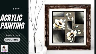 Step by step Acrylic Painting Demonstration | Abstract Flowers | Acrylic painting on Canvas|