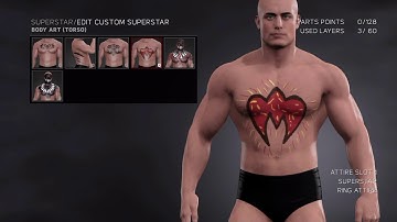 WWE 2K17 Create a Wrestler Body Art, Tattoos and Scars