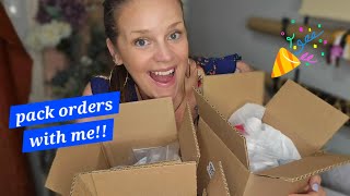Pack orders for my SMALL BUSINESS with me!! 🎉🥳 Successful summer launch!! SEWING kits and bags! ❤️