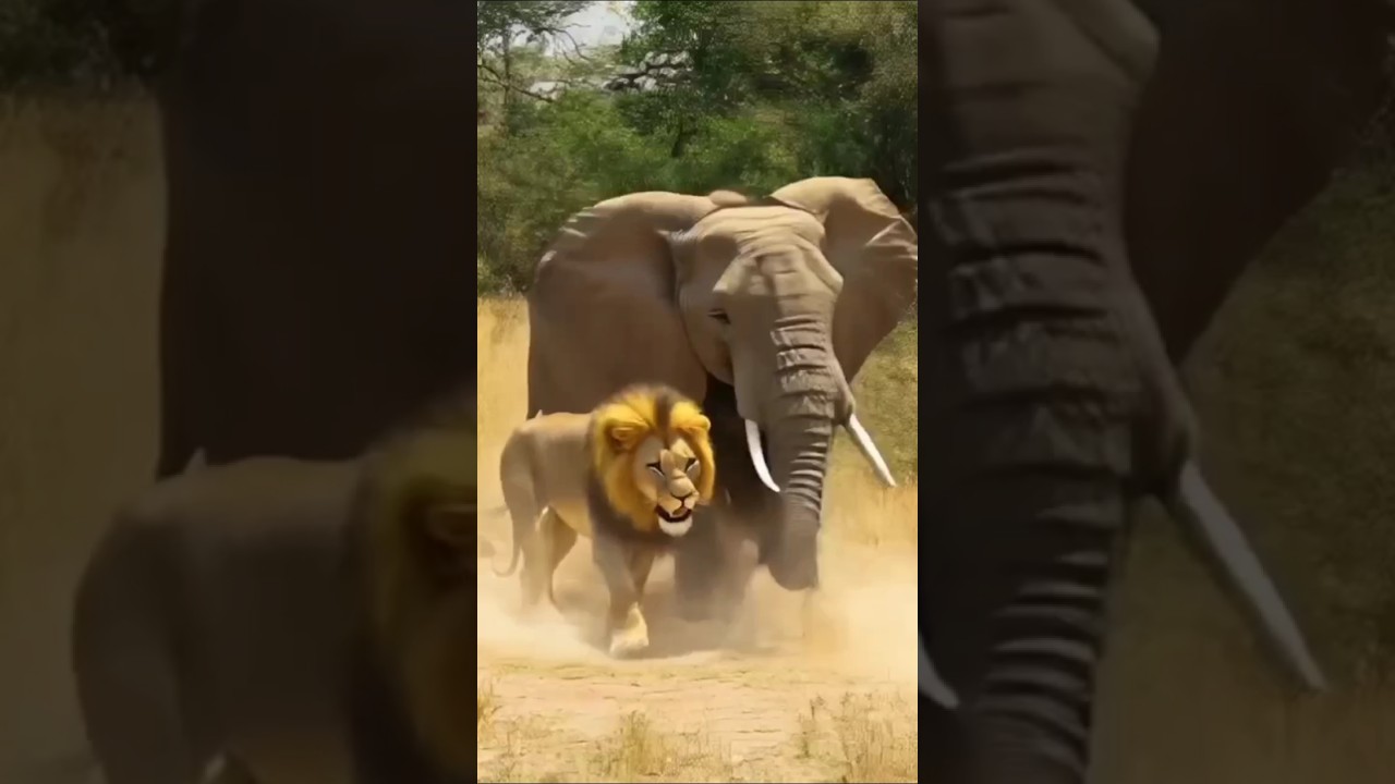Lion Vs Elephant Face Off 