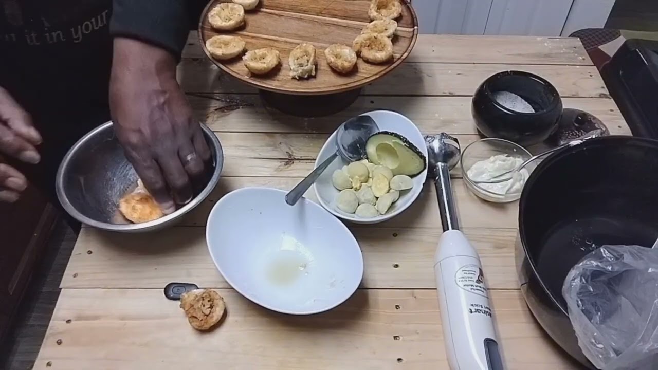 Deep fried deviled eggs with whipped avocado filling 