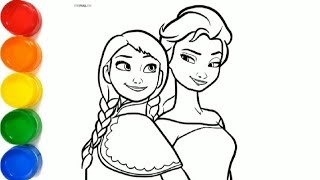 Drawing and coloring Elsa and Anna FROZEN