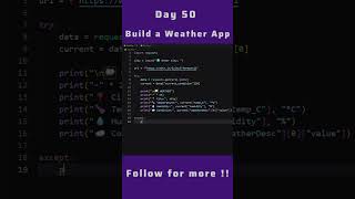 🌦️ Build a Real-Time Weather App using Python! #100daysofcode #coding #shorts #viral
