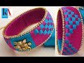 making unique silk thread checker model bangles || triangles kada bangles at home