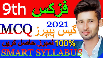 9th Class Physics Solved MCQ Guess Paper 2021 (SMART SYLLABUS)