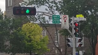 Four Way Split Phase Intersection, Exclusively Featuring Flashing Greens!