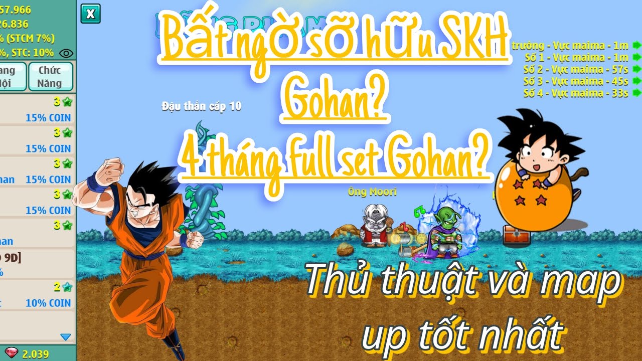 Bất ngờ full set Gohan trong vòng 4 tháng up? Thủ thuật và map up cho ae cày chay | Ngọc Rồng Online