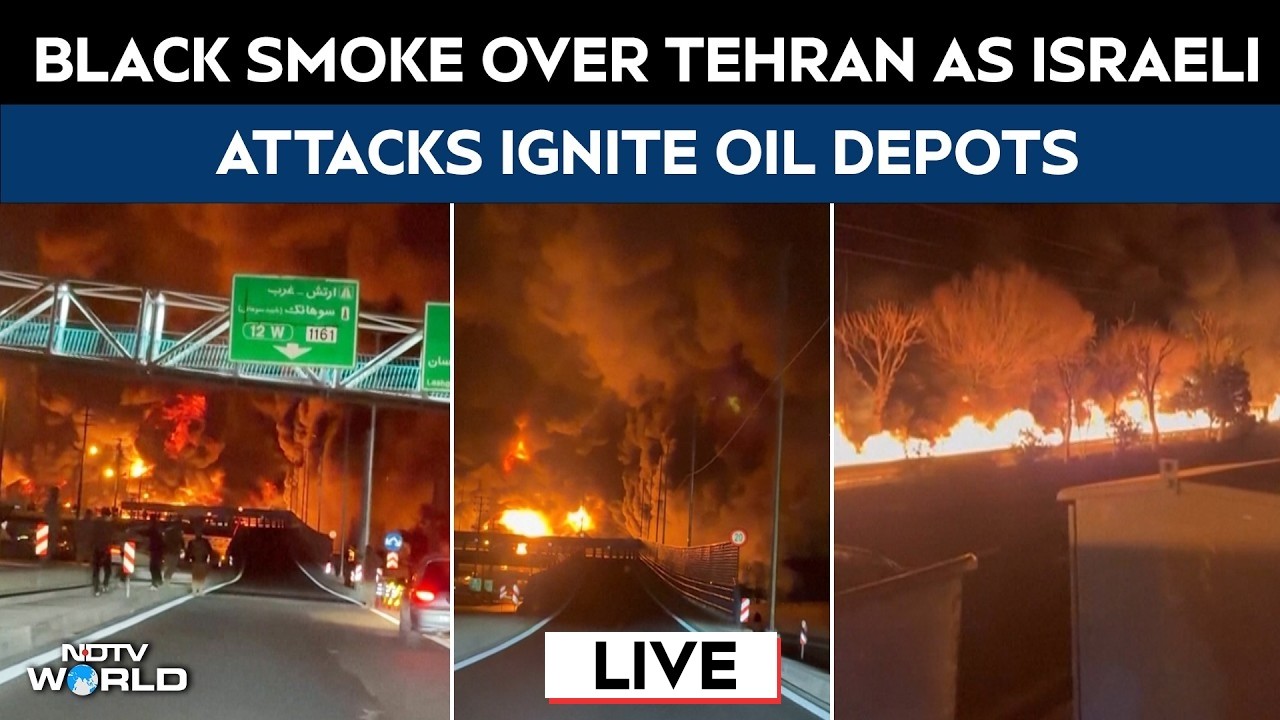 Israel Strikes Iran LIVE | Oil Depots In Iran On Fire LIVE | Tehran Skyline Covered in Smoke LIVE