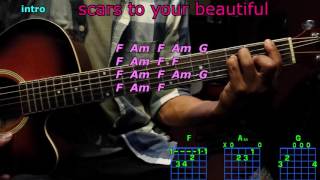 Video thumbnail of "scars to your beautiful alessia cara guitar chords"