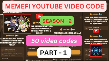 Memefi All Video Codes | Memefi Youtube Video Code | Memefi Code Today | Memefi Video Code Part - 1