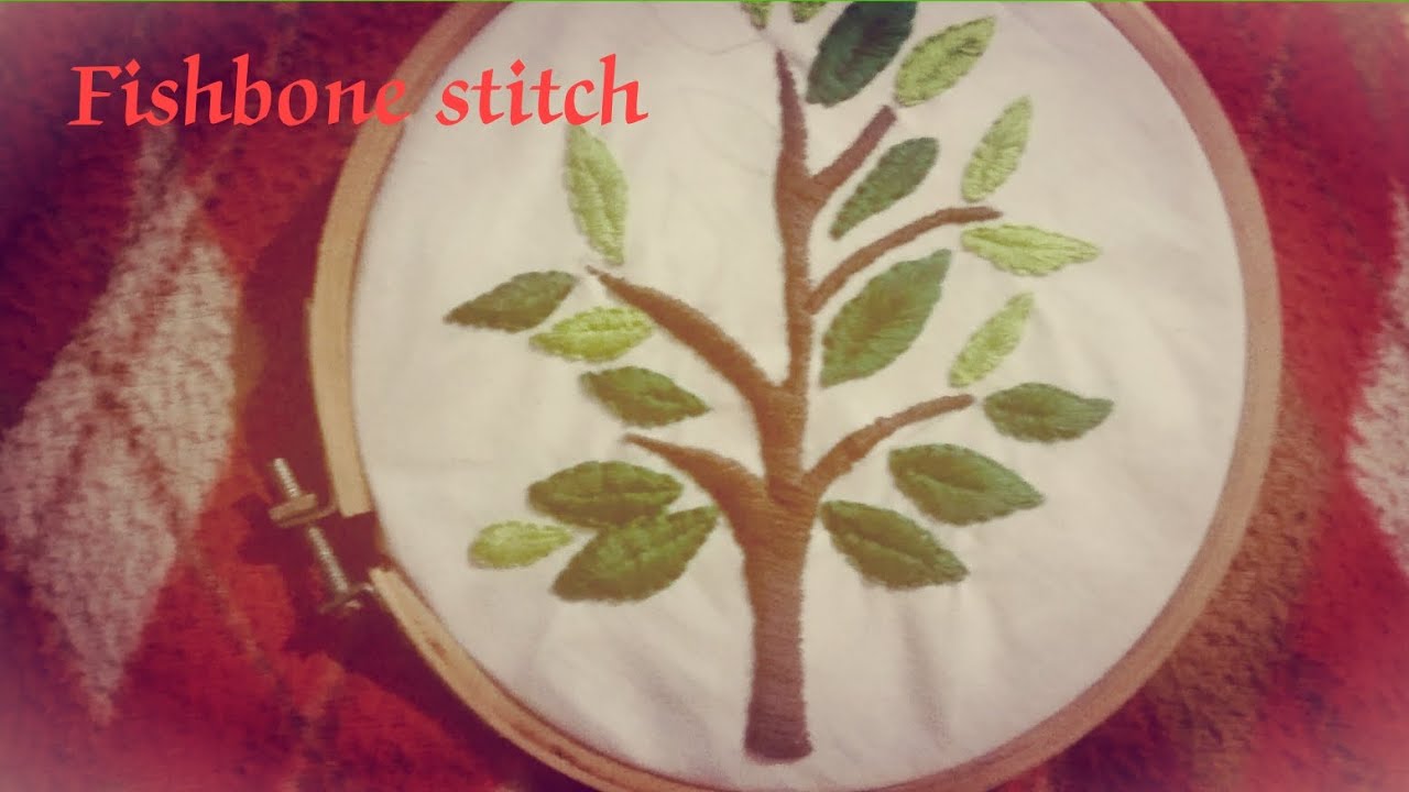 How to do fishbone stitch🪡🌳| Fishbone stitch tutorial for beginners # ...