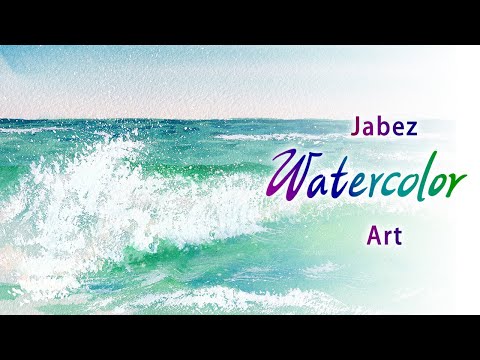 浪漫海景水彩畫《水彩海浪》Watercolor sea waves | 水彩の海の波 | 수채화 바다 파도《DIY彩繪系列 #98》