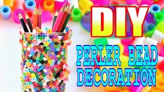 アイロンビーズでペン立て作り♡【Perler bead Decoration】