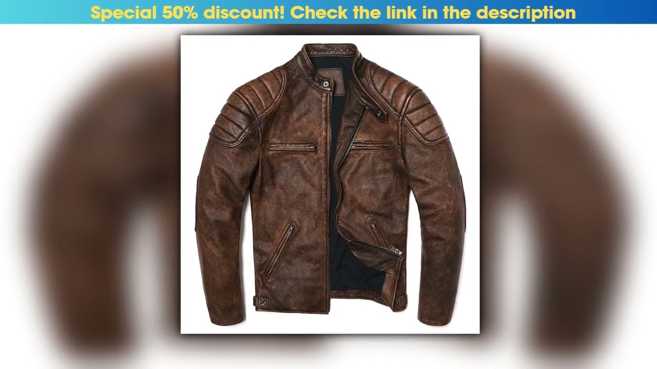 2025 Vintage Camel Yellow Genuine Leather Jacket Real Natural Cowhide Men Motorcycle Biker Coat
