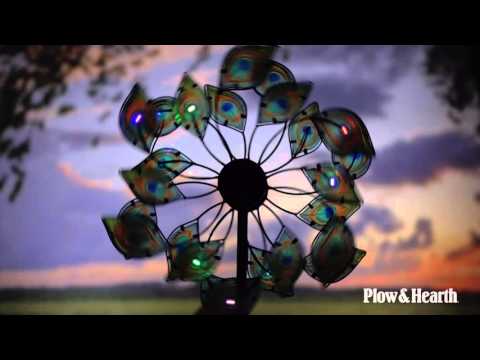 SOLAR GLASS PEACOCK SPINNER SKU# 54344 - Plow & Hearth