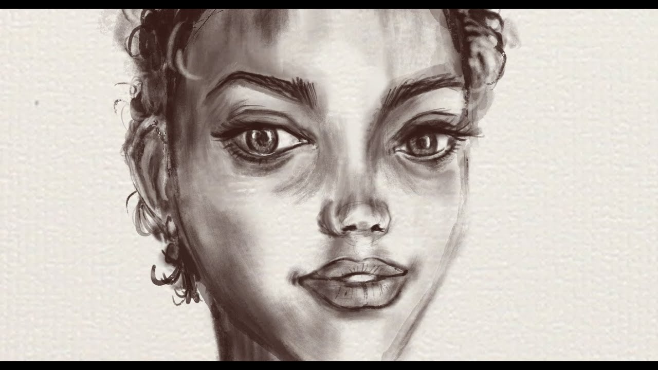 1 minute speed portrait drawing ipadpro procreate 200524 YouTube