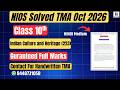Nios Indian Culture and Heritage (223)  Solved TMA Oct 2026| HINDI MEDIUM Class 10th |