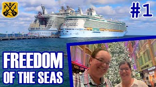 Freedom Of The Seas Pt.1 - Embarkation, Balcony Tour, Sailaway Party, FreedomIce.com Skating Show