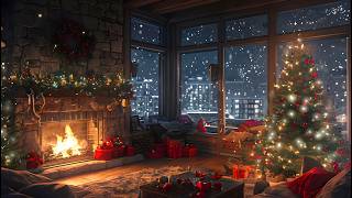 Snowy City Apartment 🔴 LIVE | Christmas Jazz, Fireplace & Falling Snow screenshot 5