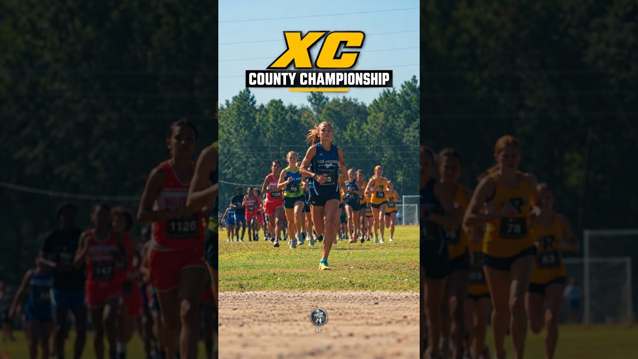 Girls open the 2026 Okaloosa Middle School XC Championship at Twin Oaks Park, title card reading XC County Championship
