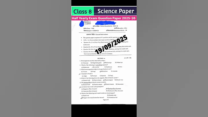 Class 8 Science Half yearly exam Question paper 2025 Term 1 #8thscience #halfyearlyexam2025 #shorts