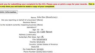 FILING AN ONLINE COMPLAINT WITH THE FBI INTERNET CRIME COMPLAINT CENTER
