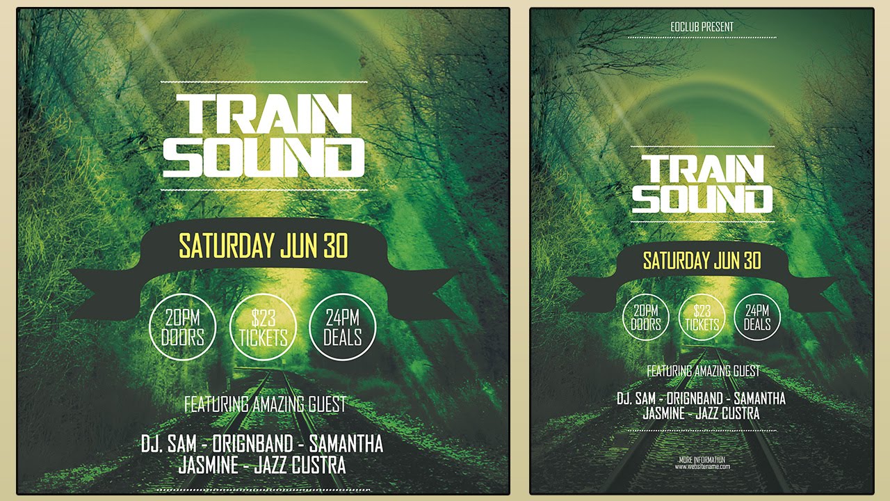 Design A Train Sound Flyer Cmyk Photoshop Tutorial Youtube