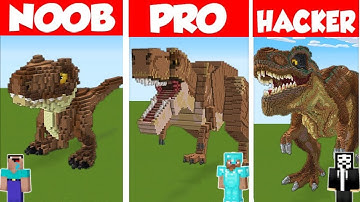 Minecraft T-REX vs GODZILLA HOUSE BUILD CHALLENGE : NOOB vs PRO vs HACKER / Animation #nickgamer001